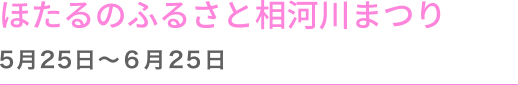 ほたるのふるさと相河川まつり 5月25日～6月25日